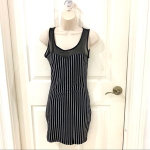 Forever 21 black and white pinstripe mesh dress